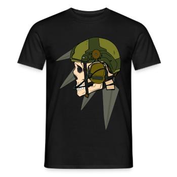 Skull Soldier Helmet Design with Headset - Men's T-Shirt - black - Front - AI Model Male 178 light (178cm)