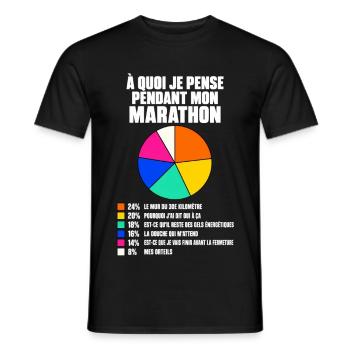 À quoi je pense pendant mon marathon - T-shirt homme - noir - Devant - AI Model Male 178 light (178cm)