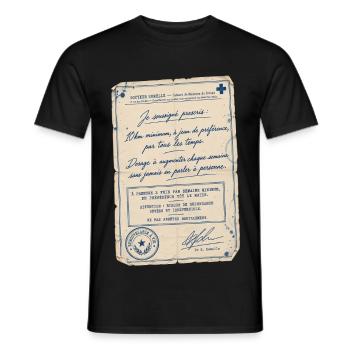 Fausse ordonnance vintage humoristique sur la cour - T-shirt homme - noir - Devant - AI Model Male 178 light (178cm)
