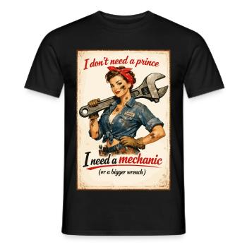 Pin-up retrò: Non ho bisogno di un principe! - T-shirt uomo - nero - Fronte - AI Model Male 178 light (178cm)