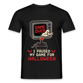 Ich habe mein Spiel für Halloween Retro CRT pausiert - Männer T-Shirt - Schwarz - Vorne - AI Model Male 178 light (178cm)