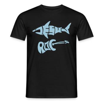 Jesus rocks (shark) - Men's T-Shirt - black - Front - AI Model Male 178 light (178cm)