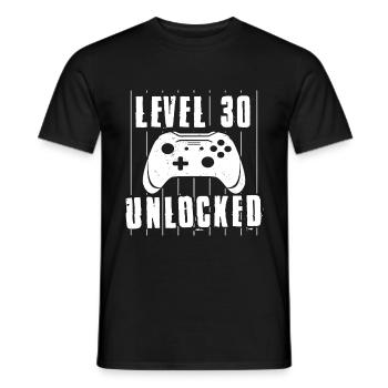 30 ans d’anniversaire Homme Niveau 30 débloqué - T-shirt homme - noir - Devant - AI Model Male 178 light (178cm)