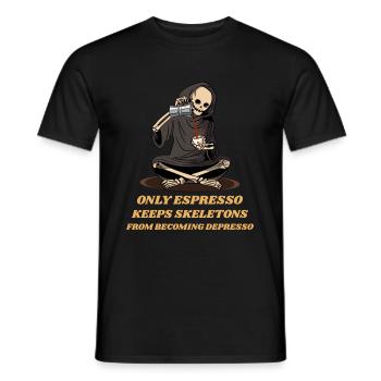 Espresso, Coffee lovers for Happy Skeletons - Men's T-Shirt - black - Front - AI Model Male 178 light (178cm)