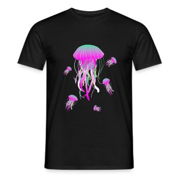 Jellyfish Medusa Meduse Nettle Jellyfish Sea Jellyfish - Men's T-Shirt - black - Front - AI Model Male 178 light (178cm)