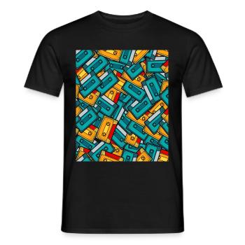 80 années 80 rétro costume de tenue de cassette vintage - T-shirt homme - noir - Devant - AI Model Male 178 light (178cm)