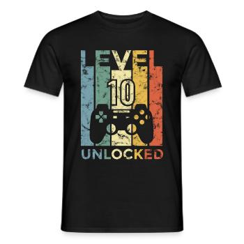 10th birthday level 10 unlocked gift - Men's T-Shirt - black - Front - AI Model Male 178 light (178cm)