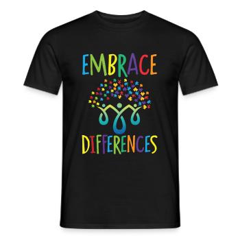 Embrace differences Autisme Handicap Compréhension - T-shirt homme - noir - Devant - AI Model Male 178 light (178cm)