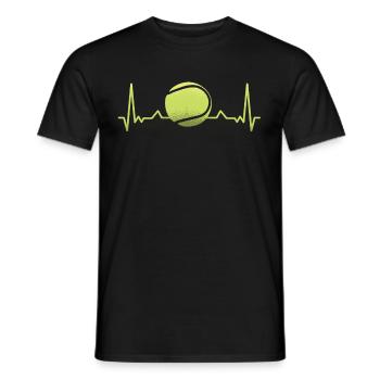 Tennis battement de coeur ECG - T-shirt homme - noir - Devant - AI Model Male 178 light (178cm)