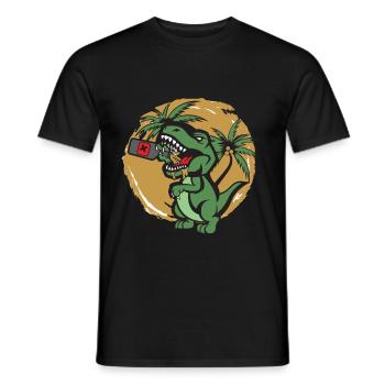 Drôle T-Rex alcool boire du vin de bière - T-shirt homme - noir - Devant - AI Model Male 178 light (178cm)