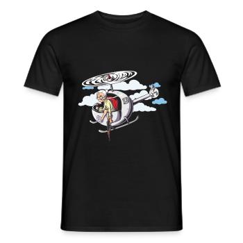 Oma Im Hubschrauber - Männer T-Shirt - Schwarz - Vorne - AI Model Male 178 light (178cm)