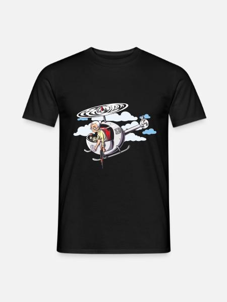 Grand-mère dans l'hélicoptère - T-shirt homme - noir