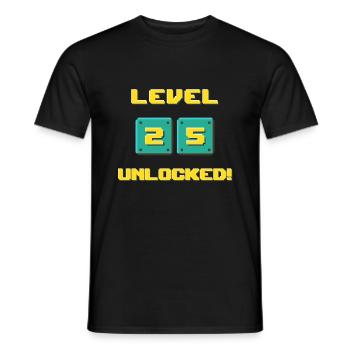 Herren 25. Geburtstag Junge Mann Level 25 Jahre - Männer T-Shirt - Schwarz - Vorne - AI Model Male 178 light (178cm)