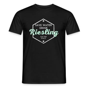 Save Water Drink Riesling - Palatinate - Men's T-Shirt - black - Front - AI Model Male 178 light (178cm)