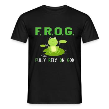 Fully Rely On God FROG Religious Faith Gift - Men's T-Shirt - black - Front - AI Model Male 178 light (178cm)