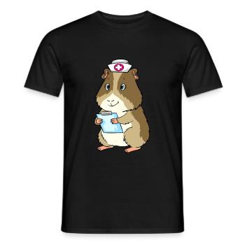 Infirmière de cochon d'Inde habillée - T-shirt homme - noir - Devant - AI Model Male 178 light (178cm)