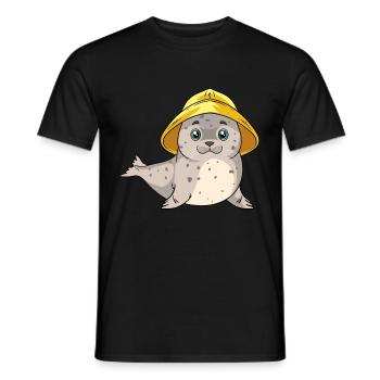 Lustige Robbe Regenmütze Ostsee Nordsee Heuler - T-shirt homme - noir - Devant - AI Model Male 178 light (178cm)
