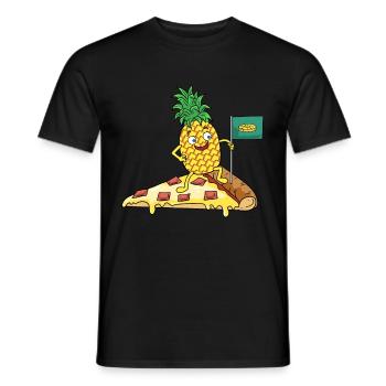 Lustige Ananas erobert die Pizza - Pizza Hawaii - Men's T-Shirt - black - Front - AI Model Male 178 light (178cm)