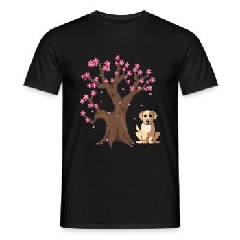 Labrador Retriver Dog Love-r Japanese Cherry Bloss - T-shirt homme - noir - Devant - AI Model Male 178 light (178cm)