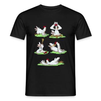 Funny chicken yoga figures - Men's T-Shirt - black - Front - AI Model Male 178 light (178cm)