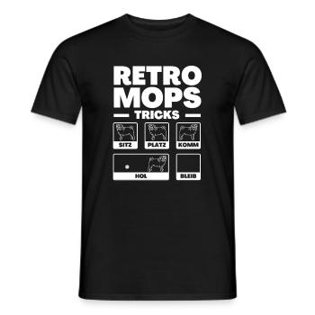 Retro-Mops - Männer T-Shirt - Schwarz - Vorne - AI Model Male 178 light (178cm)