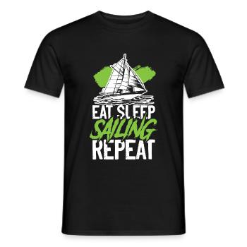 eat sleep sailing repeat - Men's T-Shirt - black - Front - AI Model Male 178 light (178cm)