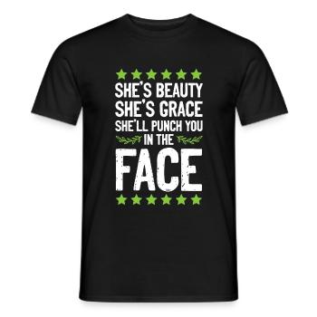 Woman kickboxing funny - Men's T-Shirt - black - Front - AI Model Male 178 light (178cm)
