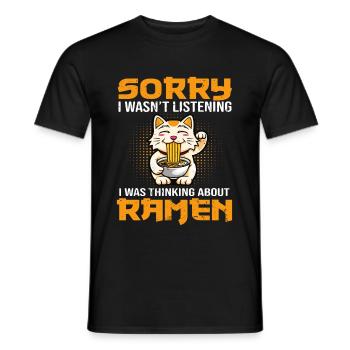 Kawaii Cat Manga Noodles - Men's T-Shirt - black - Front - AI Model Male 178 light (178cm)