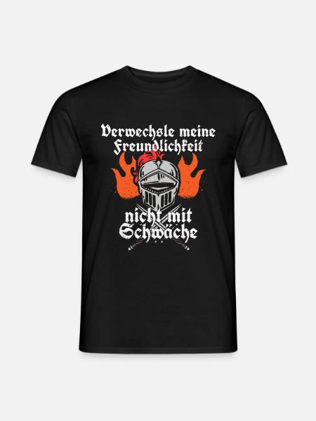 Ritter Spruch Freundlichkeit & Schwäche Ritterlich - Männer T-Shirt - Schwarz