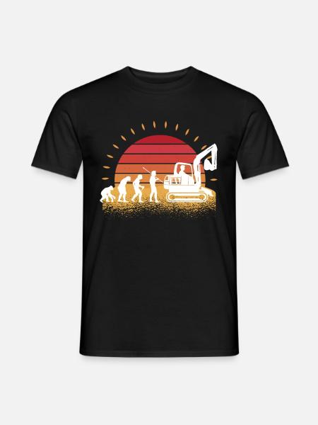 Rétro Excavatrice Excavatrice Driver Evolution Chantier de construction - T-shirt homme - noir