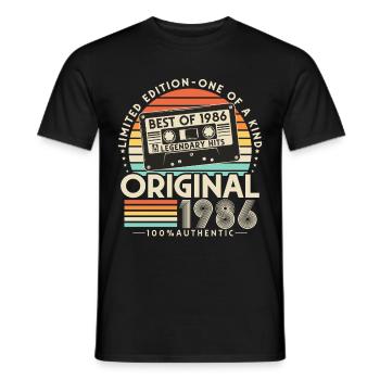 1986 Vintage Vintage Rétro Cadeau d’anniversaire - T-shirt homme - noir - Devant - AI Model Male 178 light (178cm)