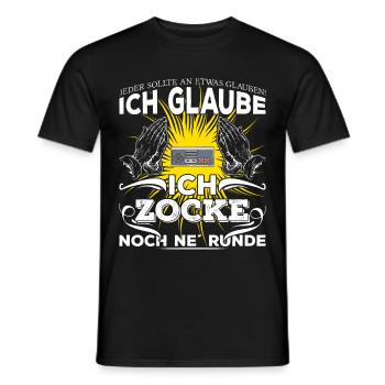 Ich glaube ich zocke noch ne Runde (hell) - Männer T-Shirt - Schwarz - Vorne - AI Model Male 178 light (178cm)