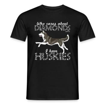 Husky Sibérien Diamants2 - T-shirt homme - noir - Devant - AI Model Male 178 light (178cm)