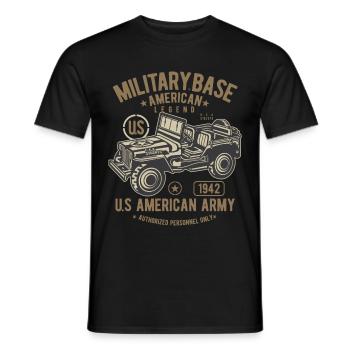 JEEP MILITAIRE OFFROAD - Design L'armée américaine Jeep shirt - T-shirt homme - noir - Devant - AI Model Male 178 light (178cm)