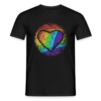 Coeur arc en ciel - T-shirt homme - noir - Devant - AI Model Male 178 light (178cm)