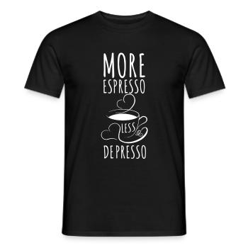 More Espresso Less Depresso - Men's T-Shirt - black - Front - AI Model Male 178 light (178cm)