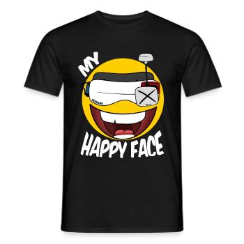 FPV DRONE MY HAPPY FACE - Men's T-Shirt - black - Front - AI Model Male 178 light (178cm)