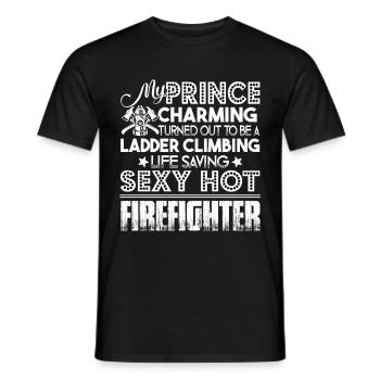 Firefighter Turned Out To Be A Ladder Climbing - Men's T-Shirt - black - Front - AI Model Male 178 light (178cm)