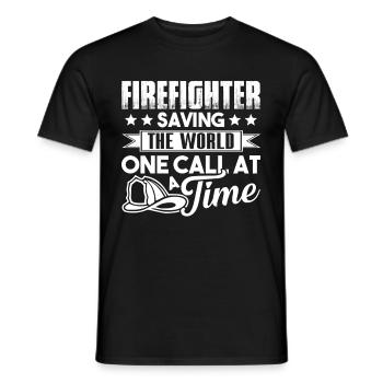 Firefighter Saving The World - Men's T-Shirt - black - Front - AI Model Male 178 light (178cm)