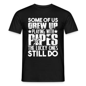 Plumbers Play With Pipes - Men's T-Shirt - black - Front - AI Model Male 178 light (178cm)