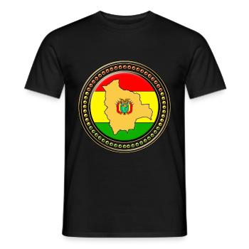 Bolivia Flag Map - Men's T-Shirt - black - Front - AI Model Male 178 light (178cm)