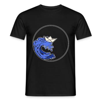 Origami Boat - Origami Schiff - Männer T-Shirt - Schwarz - Vorne - AI Model Male 178 light (178cm)