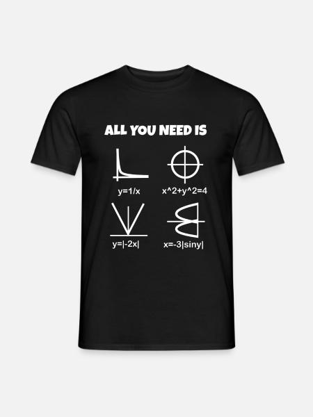 Liebe, Mathe - Herz als Formel und Graph - Männer T-Shirt - Schwarz