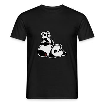 Panda mit Kind - Männer T-Shirt - Schwarz - Vorne - AI Model Male 178 light (178cm)