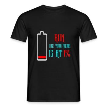 Run Like Your Phone Is At 1 % - T-shirt homme - noir - Devant - AI Model Male 178 light (178cm)