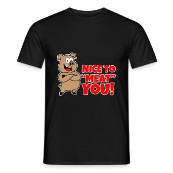 Nice to meat you - BBQ - Porc - T-shirt homme - noir - Devant - AI Model Male 178 light (178cm)