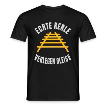 Echte Kerle verlegen Gleise Schienen - Männer T-Shirt - Schwarz - Vorne - AI Model Male 178 light (178cm)