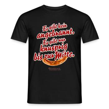 Grillen T-Shirt Spruch Knusprig bis zur Mitte - Männer T-Shirt - Schwarz - Vorne - AI Model Male 178 light (178cm)
