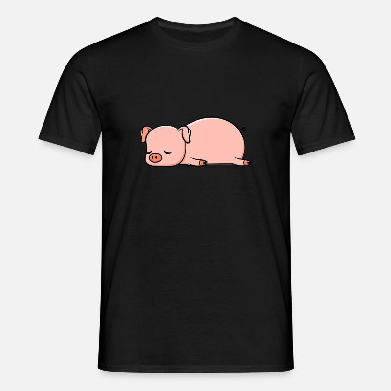 Sleeping pig - comic - Men's T-Shirt - black