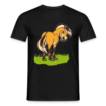 Freundliches Fjordpferd (Ohne Text) Weisse Umrisse - T-shirt homme - noir - Devant - AI Model Male 178 light (178cm)